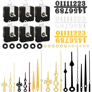 6 count High Torque Quartz Clock Movement Mechanism Replacement Clock Numerals Kit with 6 Different Pairs of Hands Clock for DIY Wall Clock Handicrafts Repair Clock  21.5mm