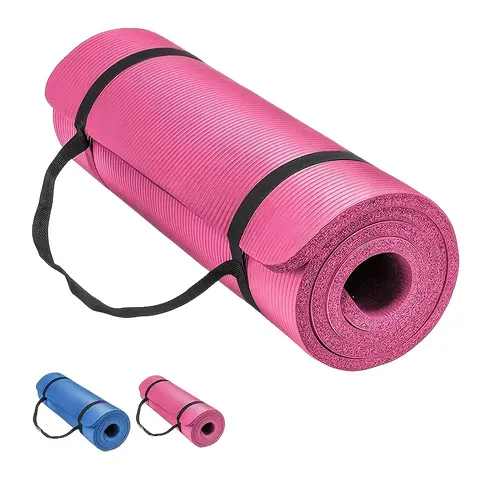 Solar Eclipse Pink Yoga Mat - 0.8cm/0.32in Extra Thick, High-Density Tear-Resistant, Non-Slip Functional Mat with Secure Strap Hold & Strap Carry Ease, Landing Arm Cushion for Home Gym Yoga & Pilates Equipment