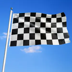 3x5 feet black and white checkered racing flag, 90*150 cm, made of polyester with metal eyelets, vibrant colors, suitable for outdoor decoration, patio decoration and garden decoration, durable and suitable for outdoor use.
