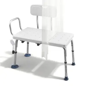 VEVOR Tub Transfer Bench for Bathtub, 400 lbs Capacity Heavy Duty Shower Chair with Arm, Backrest and Curtain Slot, Height Adjustable Shower Bench Bath Seat for Adults, Seniors, Elderly and Disabled