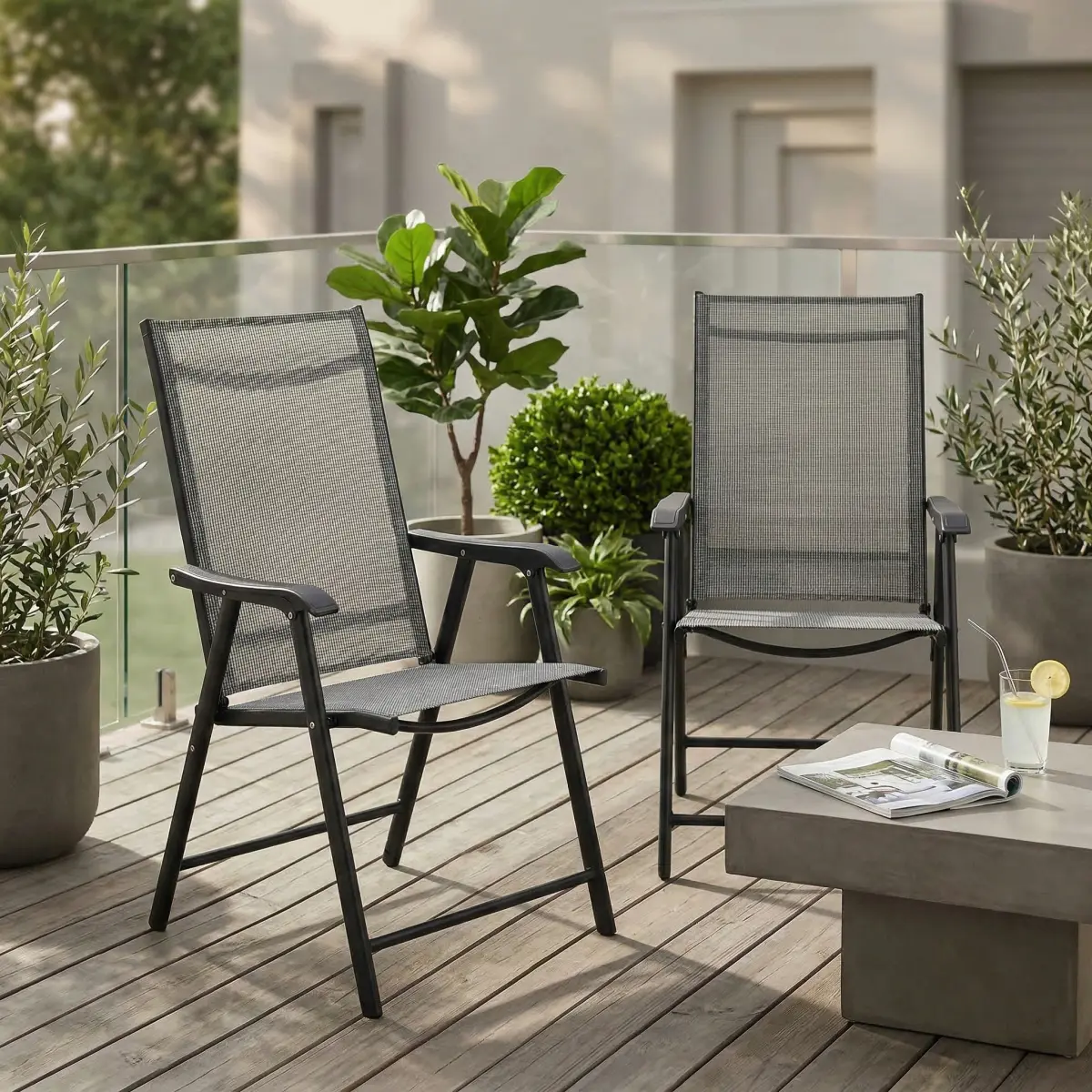 [Bellemave] Outdoor Patio Chairs Set of 2| Foldable & Stackable| Portable for Camping & Garden| Weather Resistant Mesh