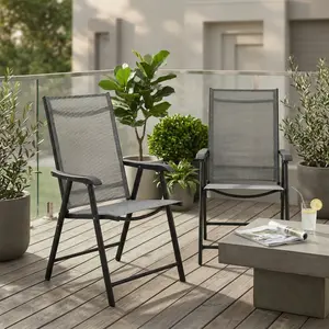 [Bellemave] Outdoor Patio Chairs Set of 2| Foldable & Stackable| Portable for Camping & Garden| Weather Resistant Mesh