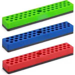 3 count 1/4"  Hex Bit Holder Rack Organizer, 129 Holes, 1/4-Inch Drill Bit Holder, 3 Racks,  Bit Holder with  Base for  Bits
