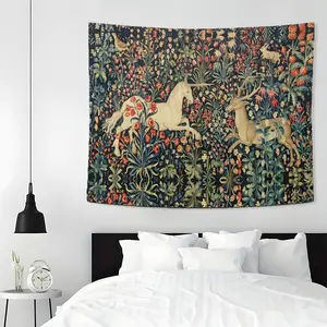 Plant & Animal Pattern Boho Floral Design Tapestry, 1 Count Bohemian Style Wall Hanging Decor, Wall Decor for Home Living Room Bedroom Dormitory