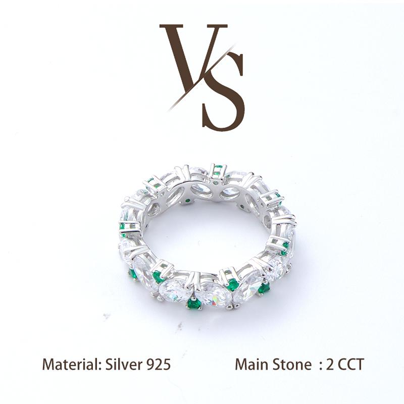 [Venus Jewelry] Lab Created Gemstone Marquise Cut Band Ring VVS 1 D Color Solid Silver 925 Solitare Ring