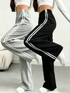 Women’s Spring/Summer Loose Straight-Leg Drawstring Casual Pants - Fashionable Solid Color Wide-Leg Sports Trousers for Everyday Wear and Street Style, Versatile Design with Adjustable Waist and Side Pockets - Womenswear,summervibes