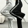 Women’s (optional fleece fabric) straight-leg pants—multi-pack (1/2/3 pairs), drawstring design, with pockets, casual street style, everyday wide-leg pants set
