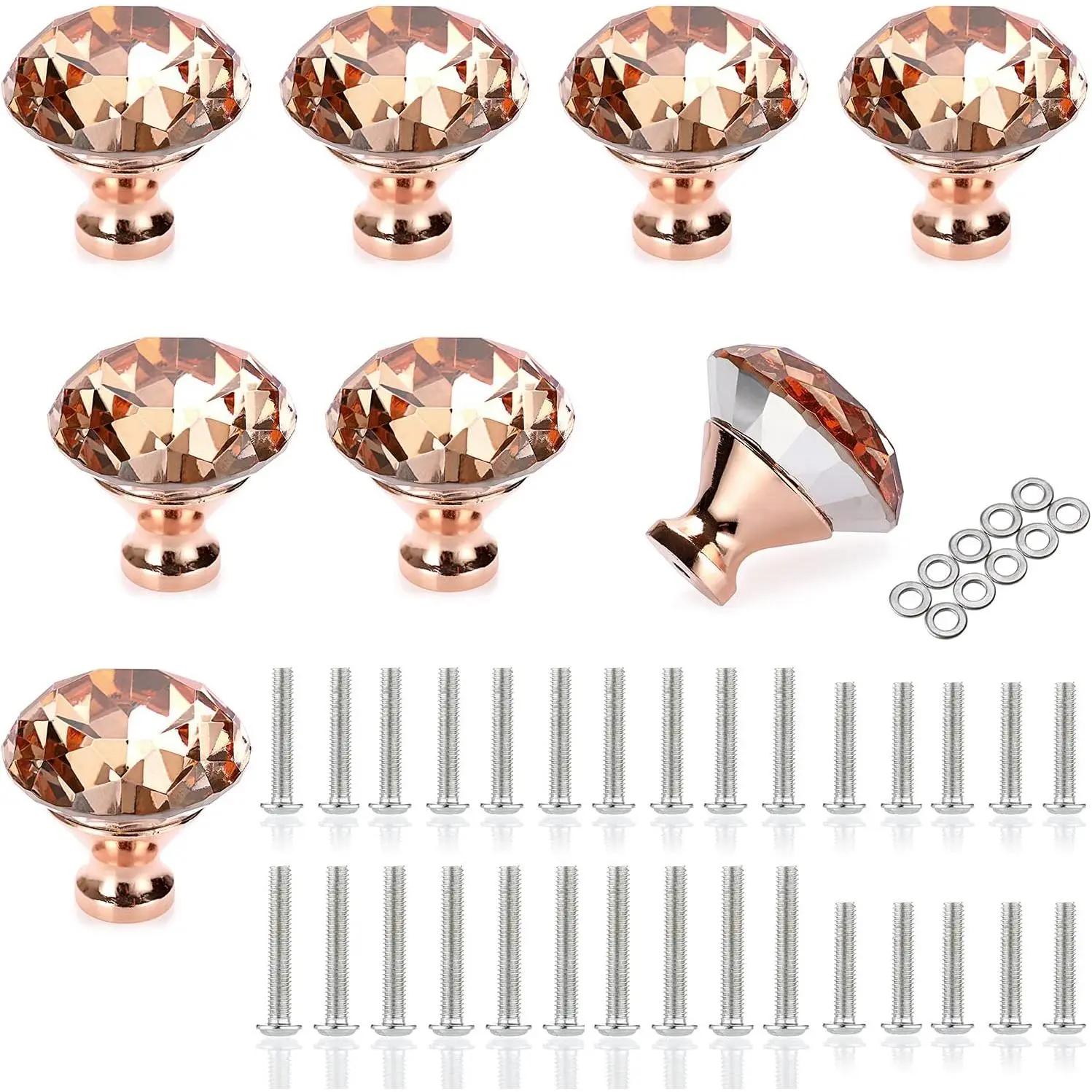 8 Pack 40mm Crystal Cabinet Handles Knobs, Rose Gold Handle Decorative  Drawer Knob Cupboard Door Handle Knobs for Dresser Drawer Cabinet Closet -  TikTok Shop