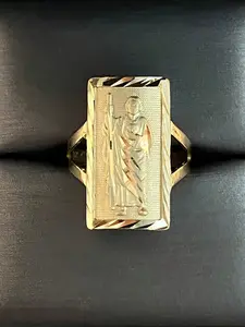 1pc/St. Jude Wide Band Ring Gold Plated Square Ring Women Men Jewelry Gift