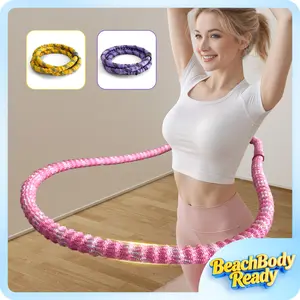 【BeachBodyReady】Hula Hoop With 3.3lb Alloy Soft Spring, Full Body Workout, Boost Coordination, Waist-Friendly No Jam, Quiet, Easy & Convenient Home Fitness, Foldable For Easy Storage, Double Connection Design, Exercise Equipment, Easter Gift