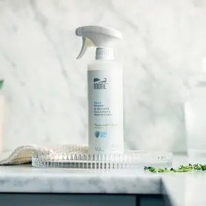 MORE Stone & Quartz Cleaner + Protector with Built In Antimicrobial Protection - Water-Based Surface Spray - Granite, Quartz & Marble Cleaner - For Kitchen & Bathroom Countertops & Floors - Peppermint-Thyme Essential Oil - Pint (16oz)