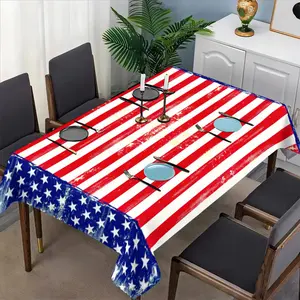 American Striped Tablecloth Set, Fabric, Ideal for Dining Tables, Tea Tables, TV Stands, Picnic Mats, Home & Party Use