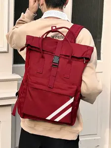 Unisex Roll-Top Backpack with Laptop Compartment, Casual Commuter Bag for All Seasons, Ideal for Students and Travelers