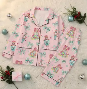Nutcracker Christmas Pajamas, Cute Pastel Holiday Sleepwear, Cozy Winter Pajama Set for Women, Christmas Gift