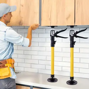 2Pcs 12"-23" Adjustable Telescoping Support Rods - 88Lbs Capacity Third Hand Support System with Reinforced Swivel Base, Quick-Locking Telescopic Pole for Cabinets, Drywall, Crown Molding & Construction Support Tasks tools