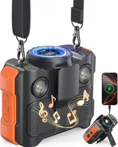 Portable Waist Fan with 5 Speeds, Bluetooth Speaker, Flashlight, 40H Runtime, 16000RPM Strong Airflow. Clip-on Personal Fan for Under Shirt, Belt, Outdoor, Work, and Camping.