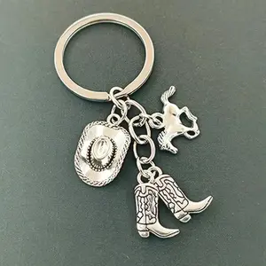 1 Western cowboy style key chain, boots cowboy hat horseshoe pendant key chain, holiday gift
