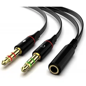 Headphone Splitter Adapter, 3.5mm Mic  for , Headset 3.5mm Female to 2 Dual Male Microphone Audio Stereo Jack Earphones Port to Gaming Speaker PC