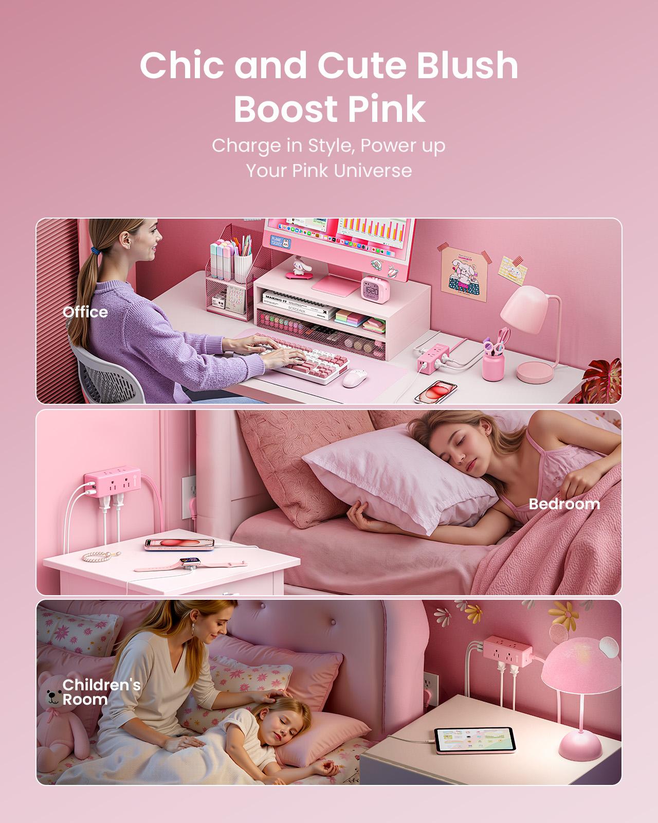 HONIZER Flat Plug Power Strip Surge Protector with 6 Outlets & 3 USB Ports (1 USB-C), 10FT/15FT Extension Cord for Home, Office, Desk, Dorm Room