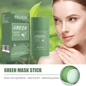 Portable Comfort Green Tea Mask Stick, Face Moisturizing Oil Controlling Soothing Mask, Deep Cleansing Pore, Removing Blackhead & Acne Facial Mask Stick, Clay Mask Stick