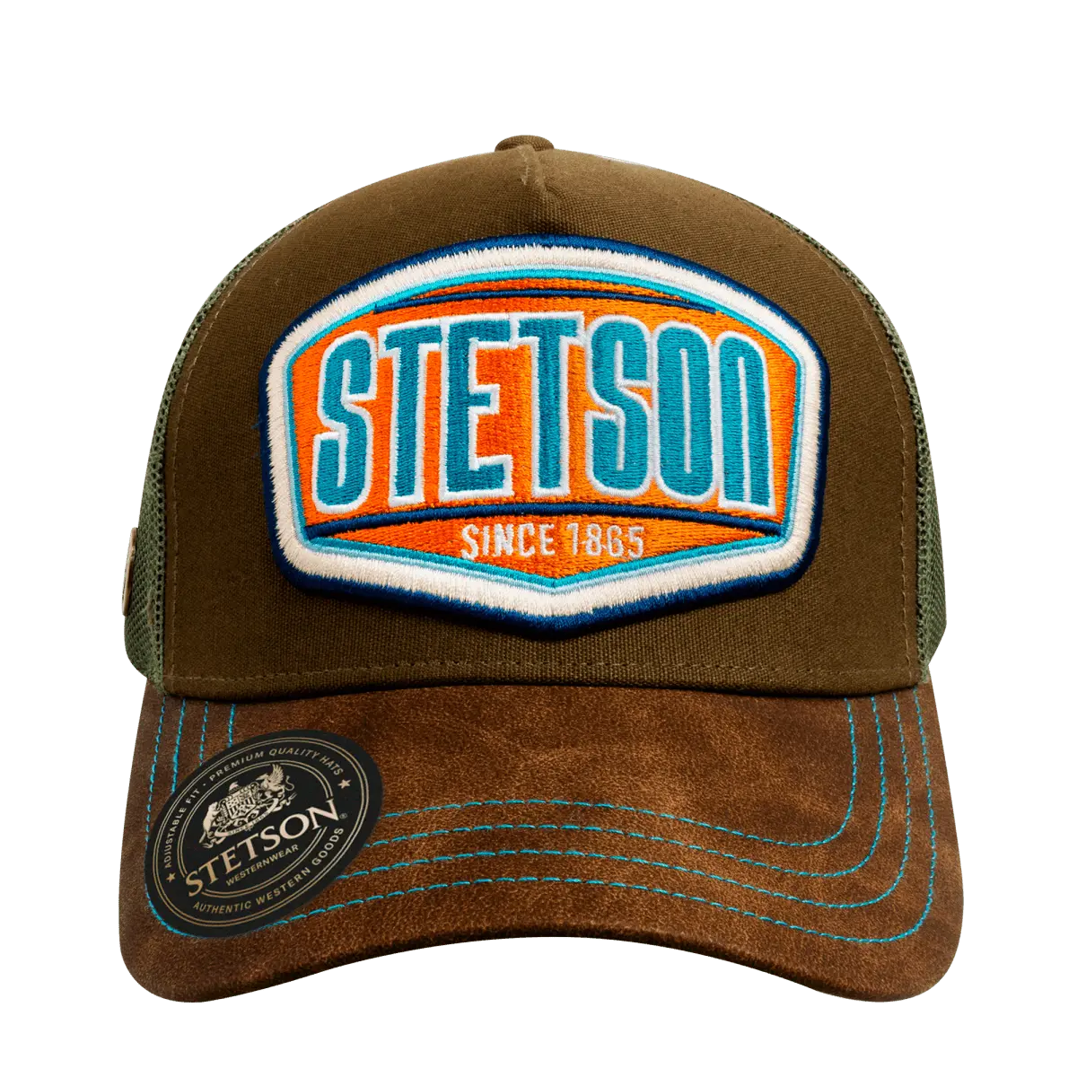 Original Stetson Authentic Trucker Hat Green with Brown