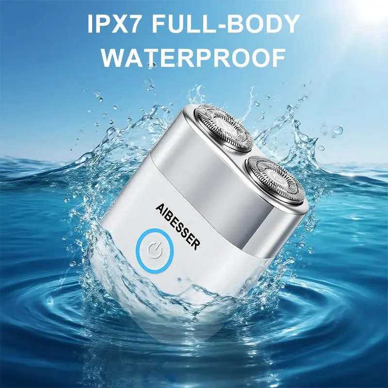 Aibesser Electric Razor for Men, IPX7 Waterproof Rotary Shaver with Dual Floating Heads, 36-Blade Turbine System, USB Type-C Fast Charging, Cordless Rechargeable Beard Trimmer, Wet & Dry Portable Face Shaver for Travel