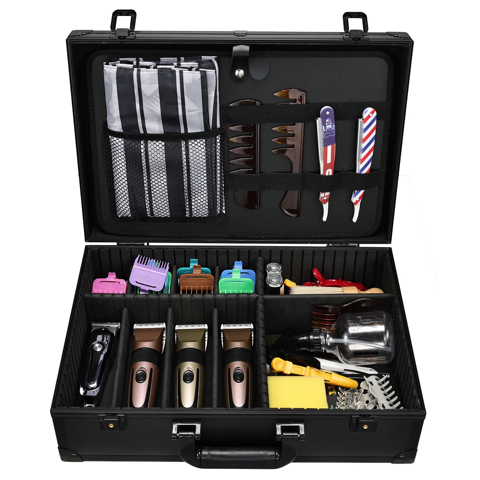 Barber Case with Mirror Hard Travel Salon Tool Case for Clippers Trimmers Hair Scissors Barbers Briefcase Case