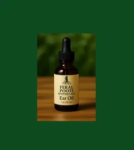 Feral Roots Apothecary Ear Oil - 1 oz Infused with Olive Mullein Garlic & Calendula for Earache Relief Natural Healing Formula