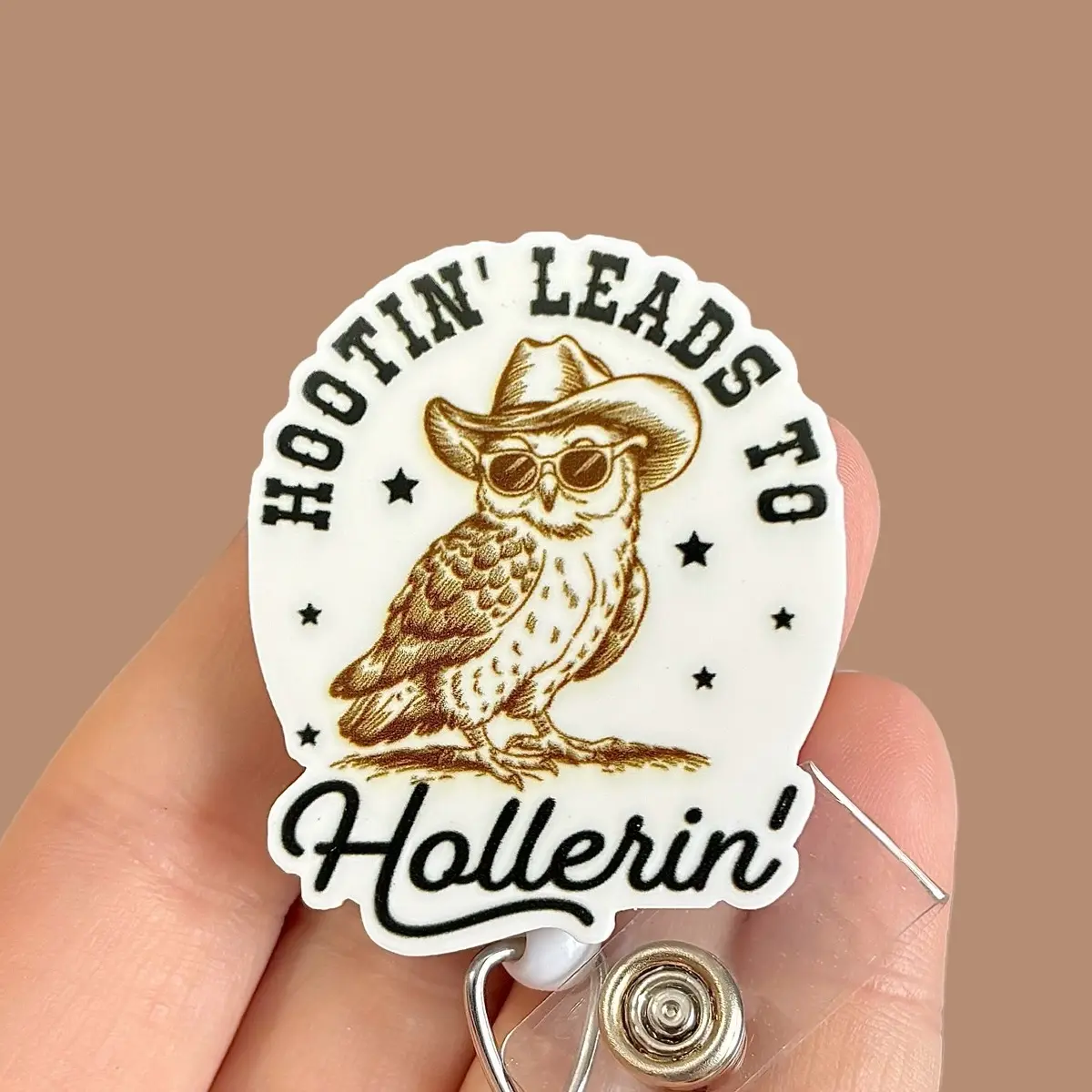 Glitter My Badge Hootin leads to hollerin funny badge reel for nurse and hospital workers. Badge clip Badge pull - Retractable swivel clip with a 360 rotation. Great gift for coworker.