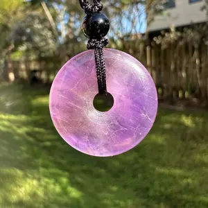 Crystal Donut Pendant with Adjustable Rope for Women