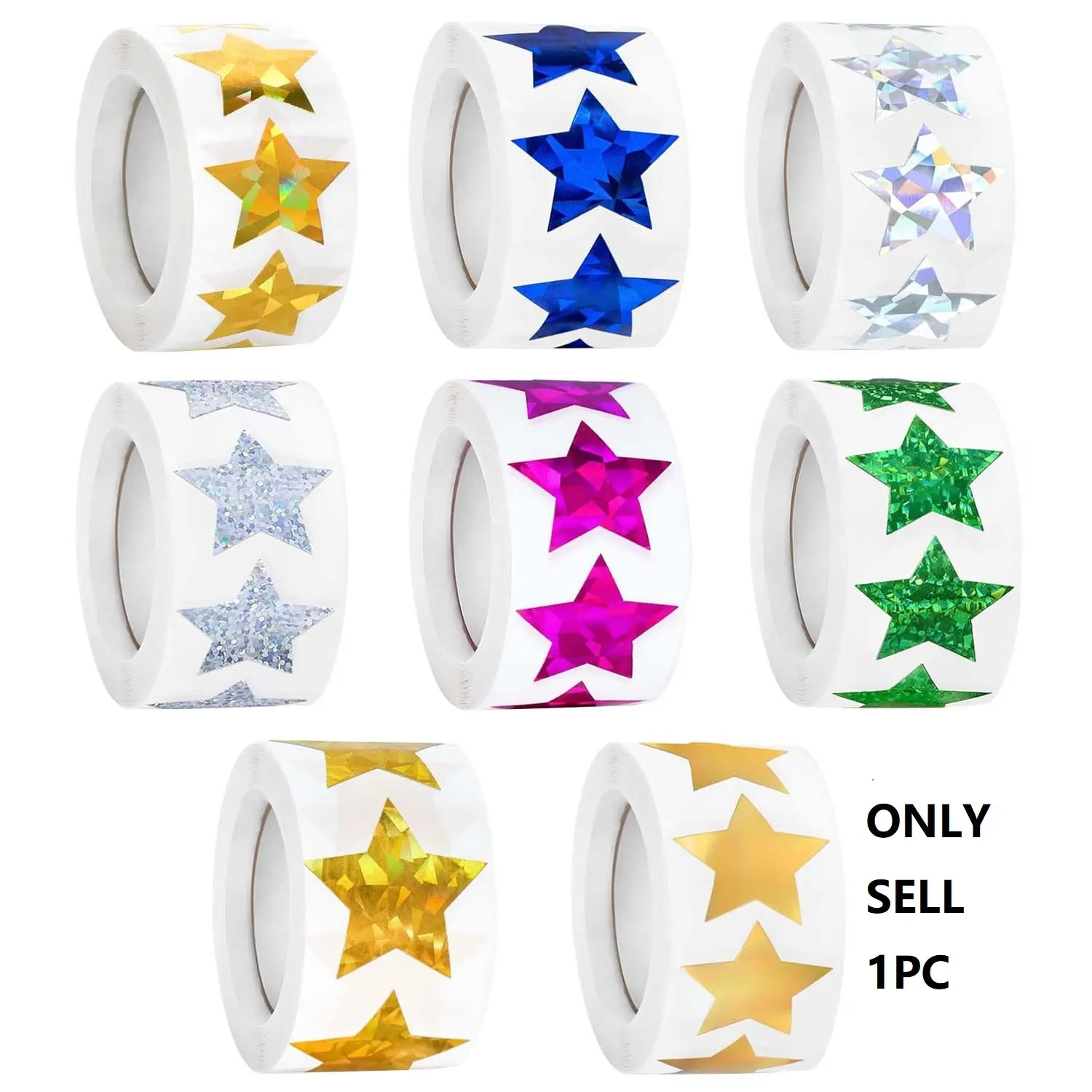 500pcs Star Stickers, 1 Inch Silver Color Blue, DIY Crafts, School Classroom Supplies for Students and Teachers, Decorative Stickers, Sticker Packs, Decal Sticker