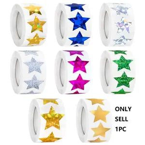 500pcs Star Stickers, 1 Inch Silver Color Blue, DIY Crafts, School Classroom Supplies for Students and Teachers, Decorative Stickers, Sticker Packs