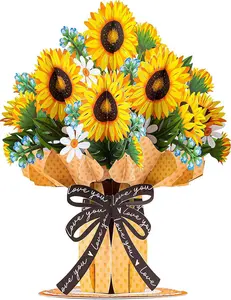 HugePop Sunflower Pop Up Flower Bouquet with Detachable Flowers 10" x 14" Decorative Ornaments for Celebrations and Special Moments
