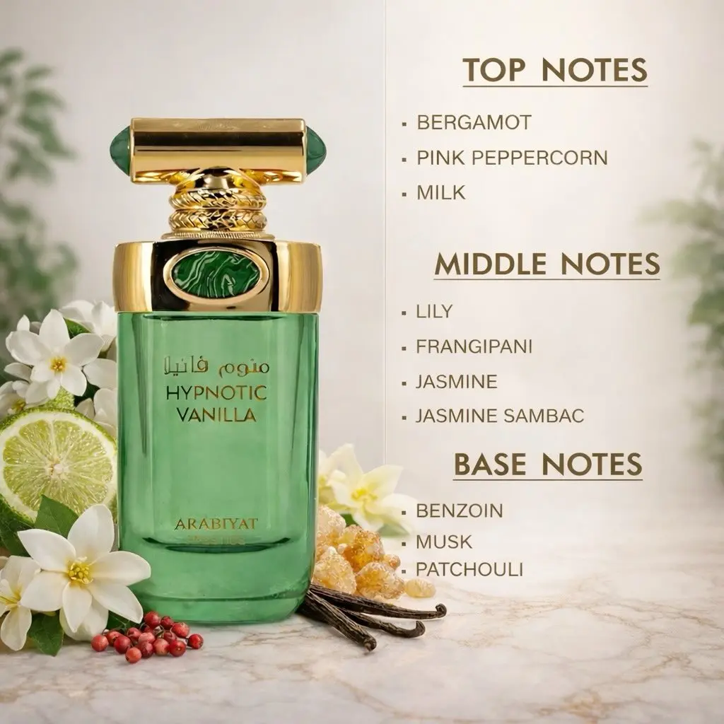 Arabiyat Prestige Hypnotic Vanilla Eau de Parfum - Unisex Fragrance - Vanilla Floral Amber Perfume - 3.4 fl oz EDP Fragrance - Long-Lasting Body Scent