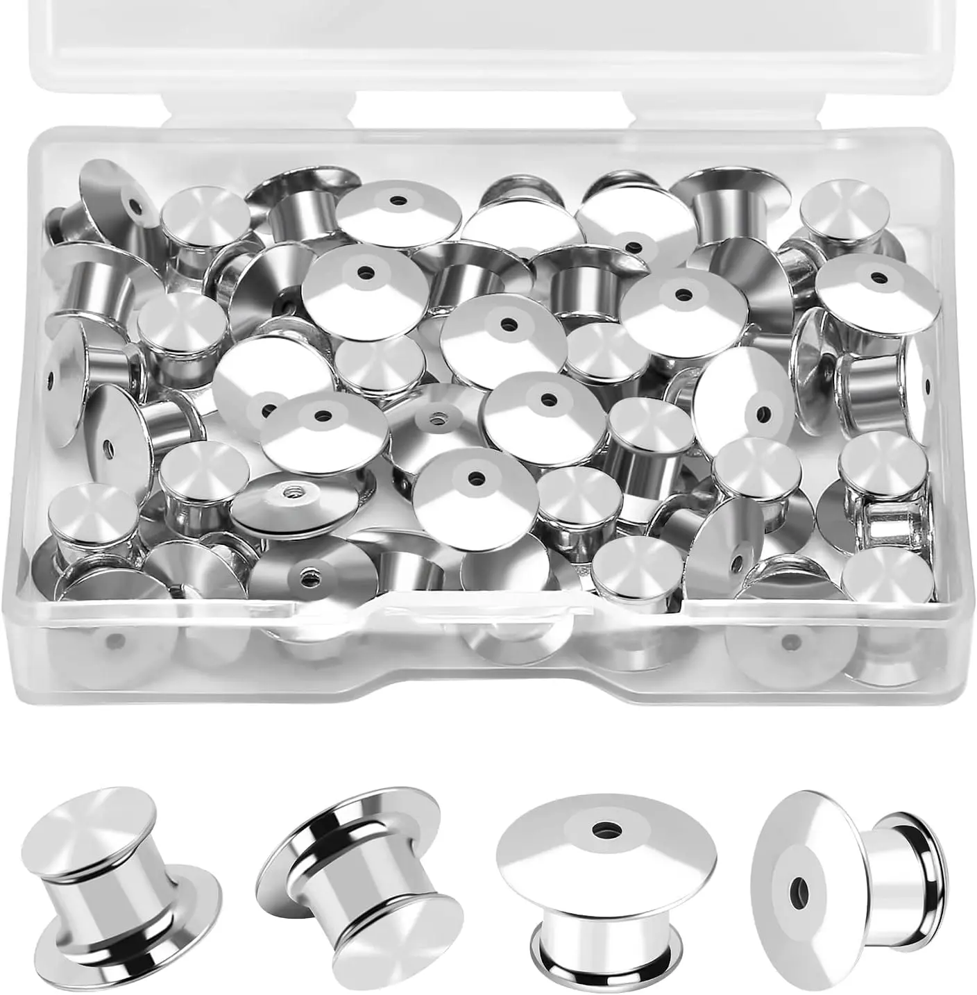 30 PCS Locking Pin Backs Keepers Clasp, Metal Pin Locks Back