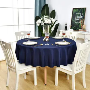 Navy Blue Round Tablecloth Waterproof Stain Resistant Wrinkle Free Table Cloth 210GSM Polyester Washable Wipeable Circle Table Cover for Party, Banquet, Wedding, Indoor and Outdoor