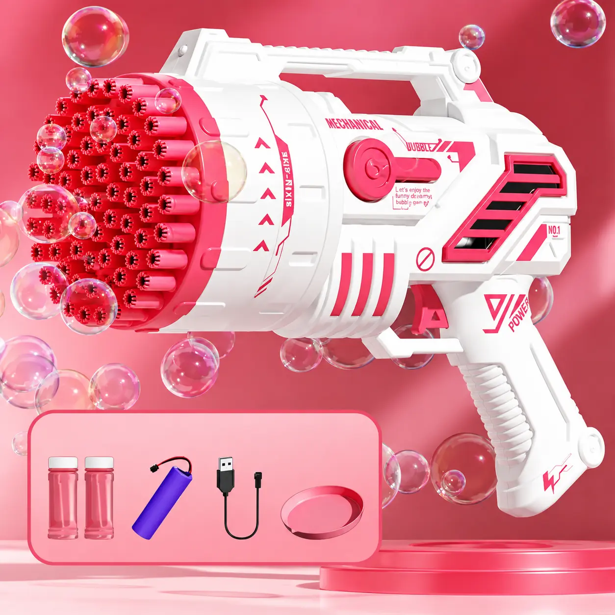 Bubble Machine, 2 Pack Bubble Gun Toy, Summer Kid Toy for Boys Girls, Bubble Blaster for Birthday, Wedding, Outdoor,Ideal for Beach, Birthday Gatherings