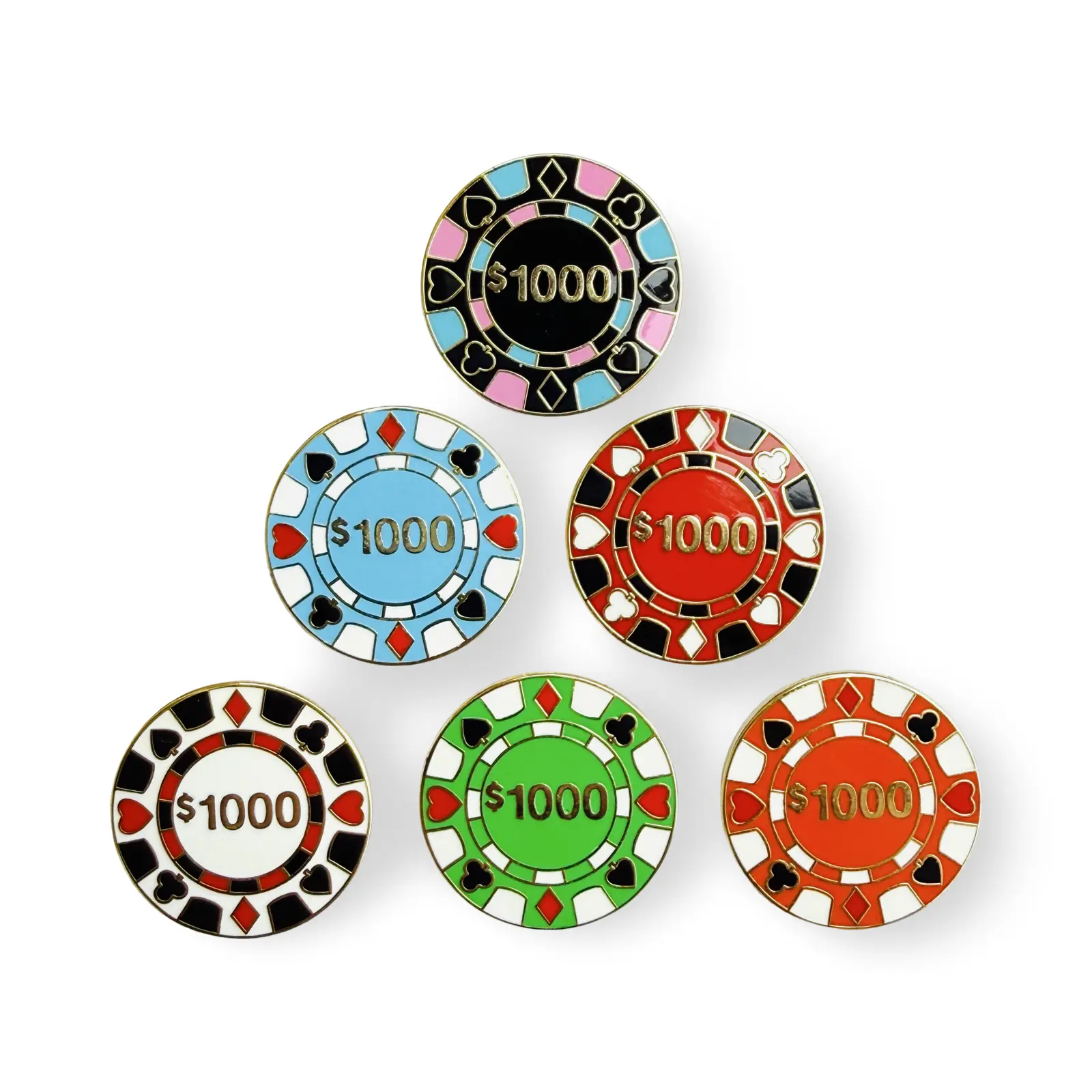 Golf Ball Marker Mini Pokechips - Quarter size, Magnetic, Fits most standard golf hat clips and golf divot tools