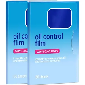 2 Packs (120 Sheets) Oil Absorbing Blotting Sheets for Oily Skin, Makeup-Friendly & Portable Oil Wipes