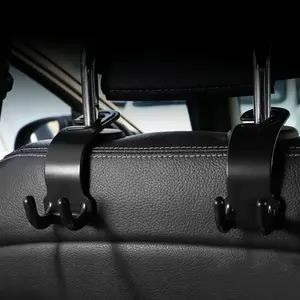 2/4-Pack Car Seat Headrest Hooks - Universal Back Seat Hanger for Purses, Grocery Bags, and Handbags - Stylish Black Car Organizer Hooks for Interior Storage, Easy Installation, Fits Most Vehicles