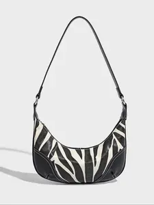 Women's Elegant Colorblock Zebra Stripe Pattern Hobo Shoulder Bag, Fashionable Shoulder Clutch, Casual Trendy Versatile High-quality Daily Commuting Bag, Fashionable Patterned Bag, Versatile Shoulder Bags