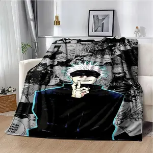 Cartoon Anime Jujutsu Kaisen Throws Blanket Super Soft Featuring Yuji,Megumi,obara and Satoru Gojo Blanket for Travel Beding Bed Warm Nap Print Blanket Bed Fleece Blanket for Couchg Bed