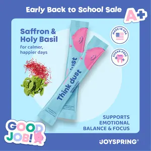 *NEW* JoySpring Think Dust Kids Saffron + Magnesium, L-Theanine Calm & Focus Support Powder | Sugar-Free Lemonade Flavor | Vegan | Ages 4+ | 30 Servings