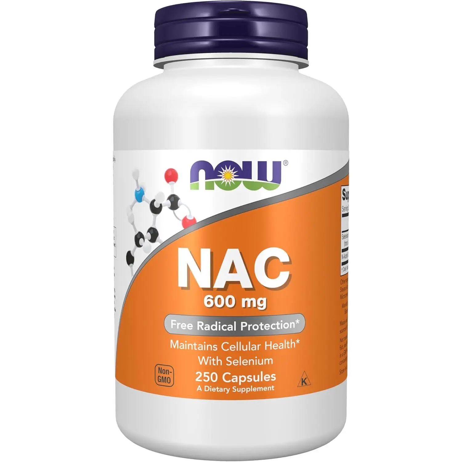 NOW Supplements, NAC (N-Acetyl Cysteine) 600 mg with Selenium, 250 Veg Capsules