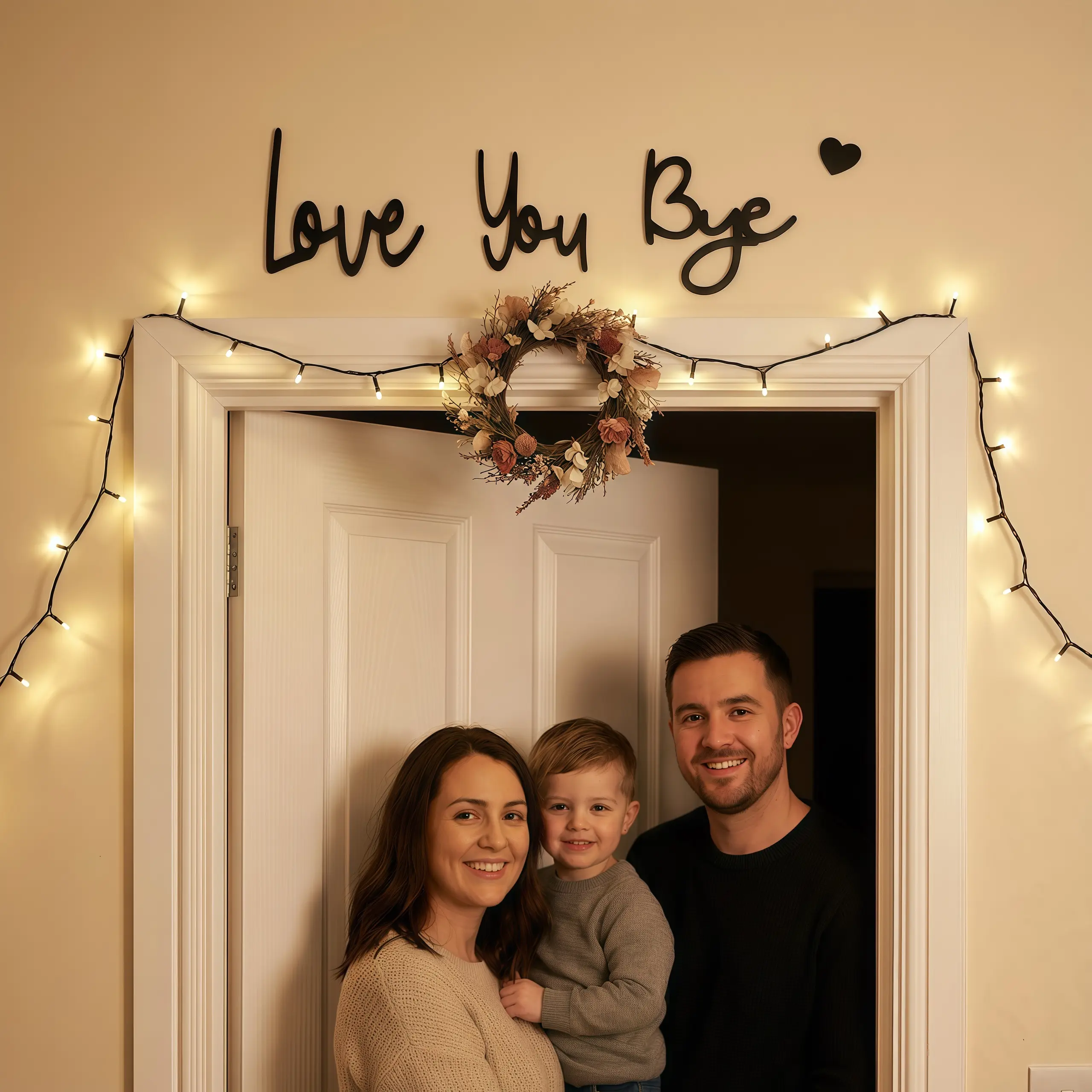 Wooden Wall Art Love You Bye Letter Pattern Wall Hanging Decor Inspirational for Home Prayer Room Farmhouse Ornaments Art Decoration Hangable acrylic wood board