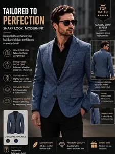 Men's Formal Blazer, Modern Style, Wrinkle-Resistant Custom Fit, Suitable for Office, Parties, Weddings, Business Travel