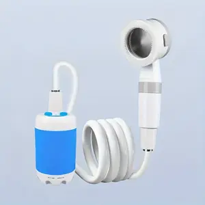 2 in 1 Portable Shower Head Set, USB Rechargeable Shower Head with Silicone Cleaning Massage Brush & RV Hook, Shower Equipment for RV Hotel, Travel Accessories