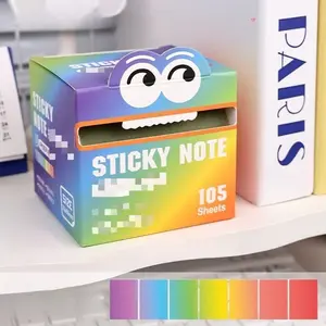 105 Pearl Self-Adhesive Sticky Notes, Transparent Pull-Out Memo, Cute Eyes Design, Tear-Off Pages, School Office Desk Organizer, Color-Coded Replacement Pack