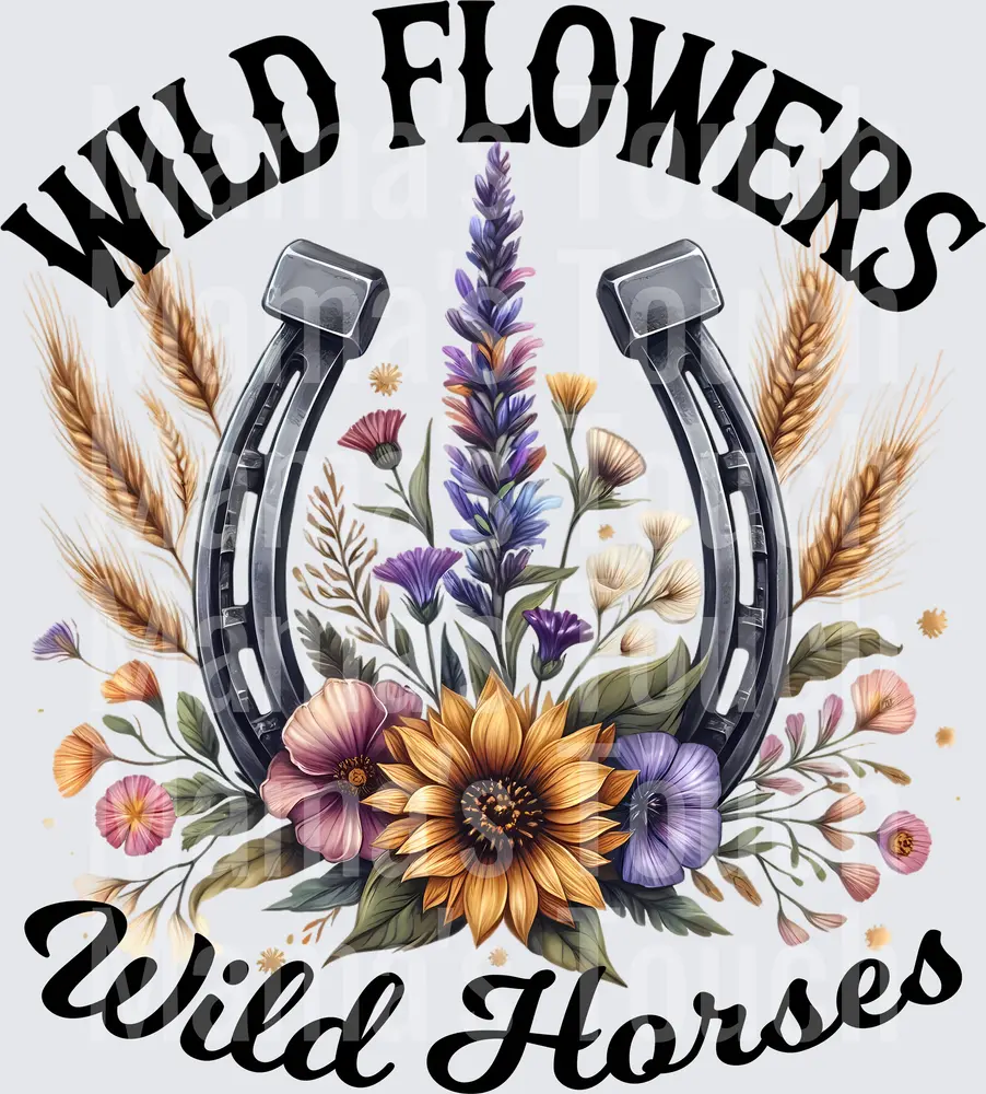 Wild Flowers Wild Horses Horseshoe Floral Bouquet Design