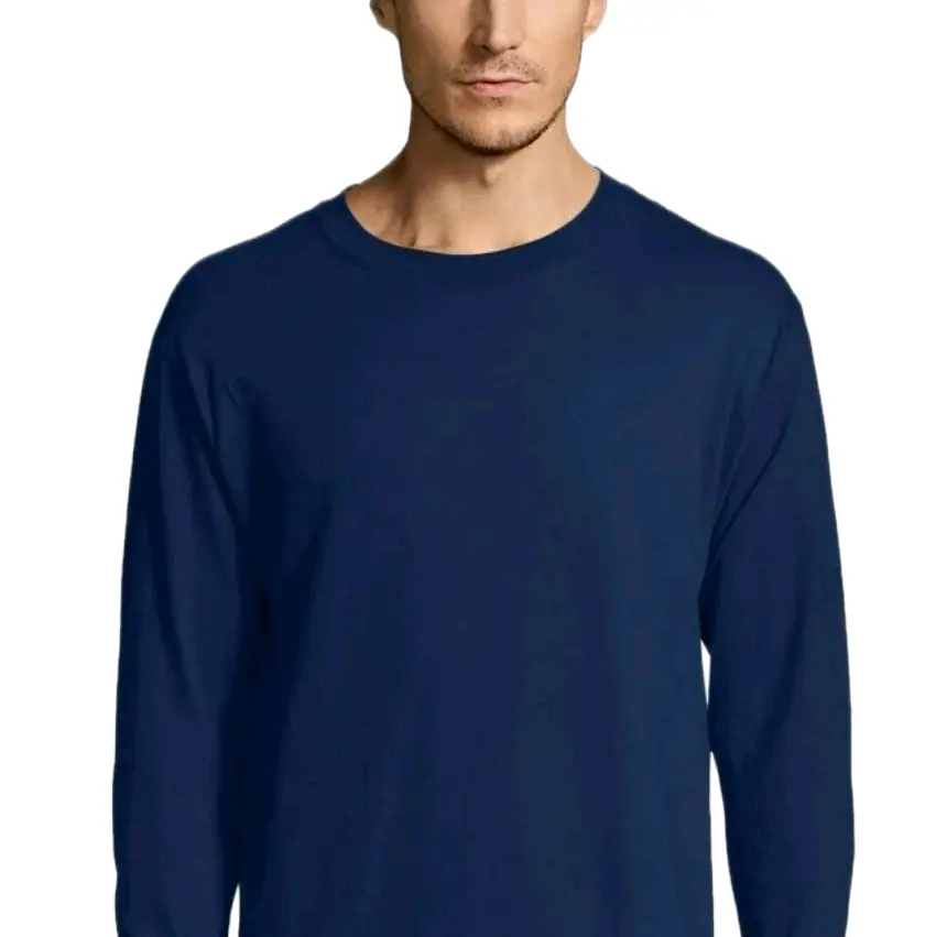 Hanes Long Sleeve T-Shirt 4-Pack Men's Cotton ComfortSoft Heavyweight Navy 3XL
